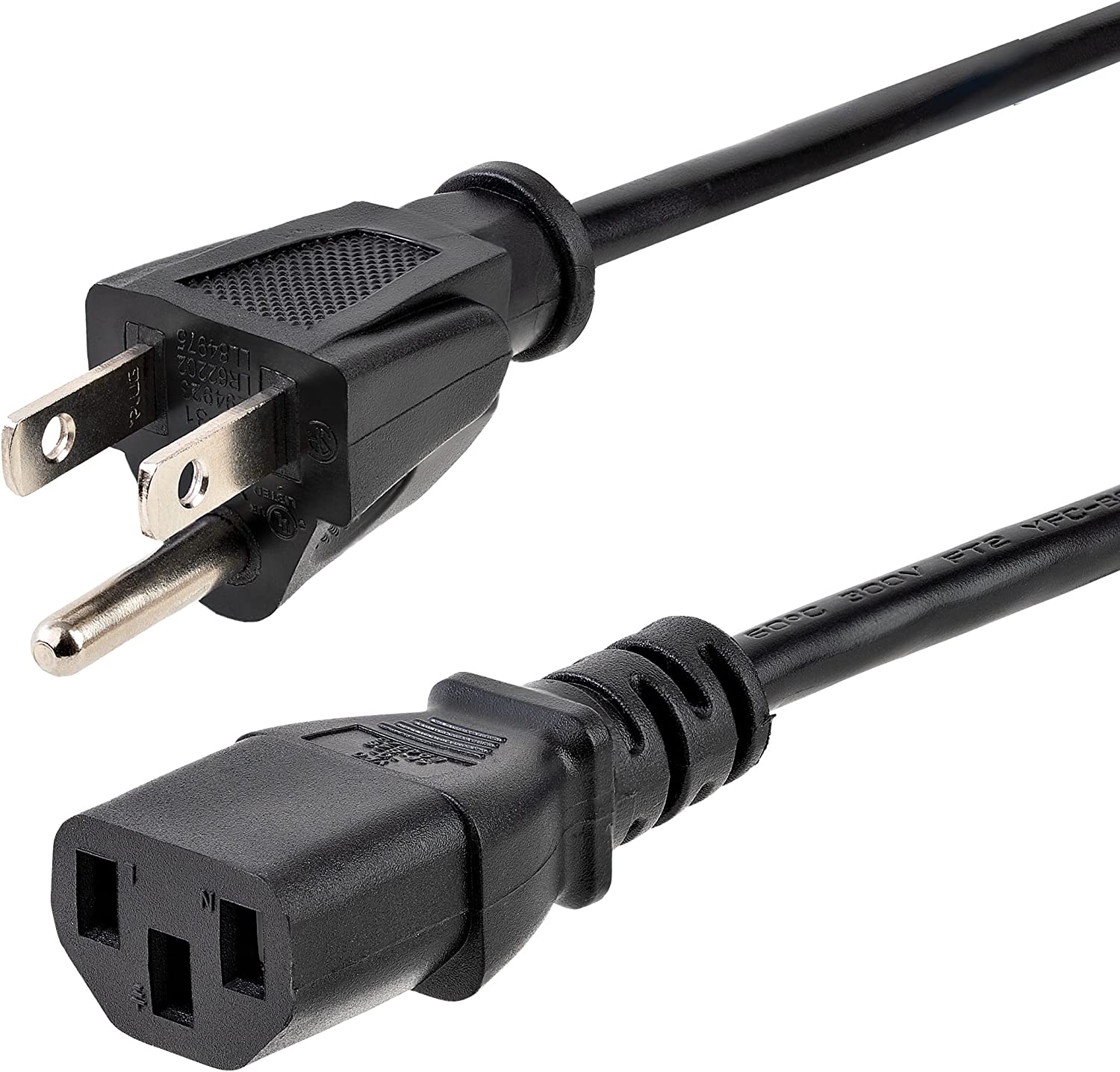 Star Tech.Com 1ft (30m) Computer Power Cord, Nema 5 15 P To C13, 10 A 125 V, 18 Awg, Black Replacement Ac Power Cord, Printer Power Cord, Pc Power Supply Cable, Monitor Power Cable   Ul Listed (Pxt1011)
