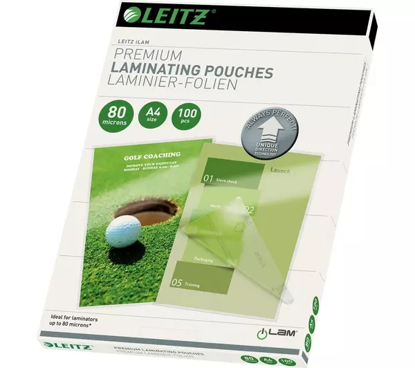 Leitz I Lam 74780000 80 Micron A4 Laminating Pouches   100 Pack 