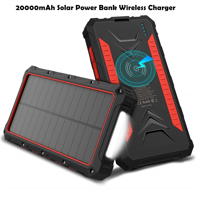 High capacity 36000mah battery qi solar power bank fast
