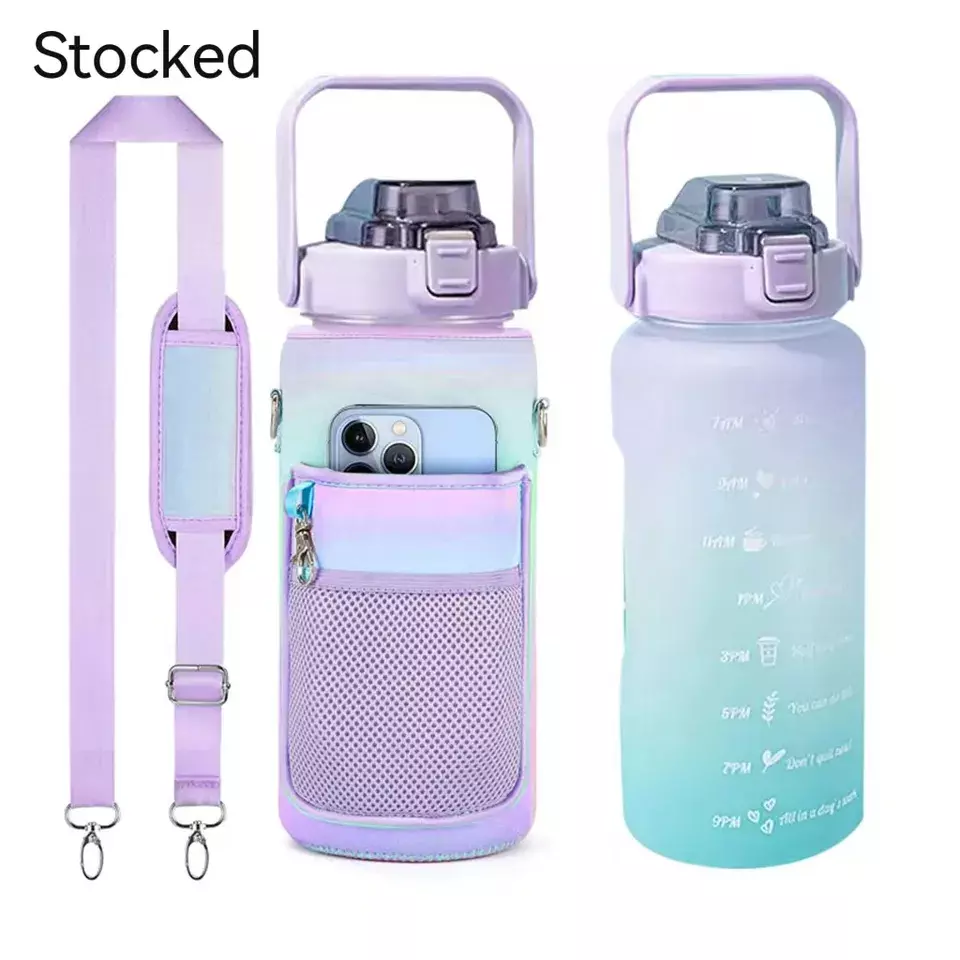 Water bottle rubber vacuum bling stainless steel  with sleeve and strap phone holder 1l, to 1.5l. to 2l